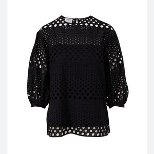 AKRIS PUNTO EYELET Blouse BLACK SIZE 6 (NO UNDERSHIRT)